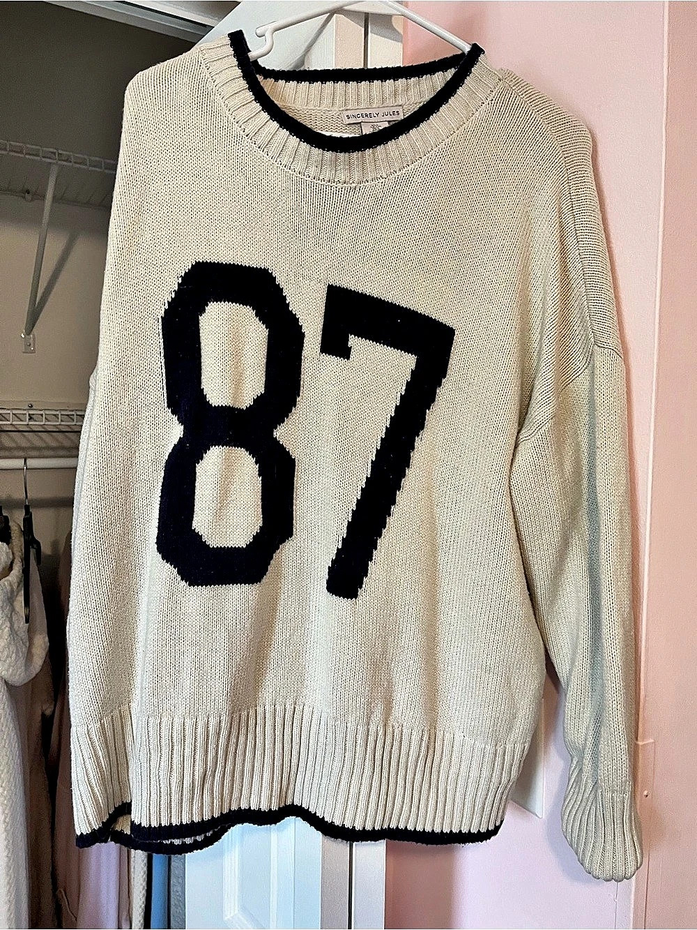 Sincerely Jules Cream & Black Number 87 Sweater